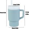 imagePandaEar Kids Tumbler Silicone Toddler Cup with Straw and Handle 95oz SpillProof Training Cup for Baby BPAFree Easy to Clean Blue BlueBlue