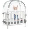 imagePandaEar Pop Up Crib Tent to Keep Baby from Climbing Out Breathable Crib Net Mesh Canopy Babies Crib Cover with Zipper Easy Installation