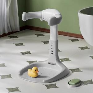 imagePandaEar Baby Shower Stand  Adjustable Baby Bath Stand with Safety Handle  Foldable Infant Shower Standing Support with AntiSlip Base for Babies 636 Months Newborns ampamp Toddlers Grey