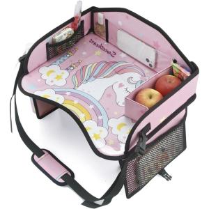 imagePandaEar Kids Travel Tray for Car Seat Unicorn Lap Tray for Girls with Tablet Holder Snack Storage ampamp Cup Holder Road Trip Table for Toddler Activities Drawing