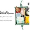 imagePandaEar Baby Diaper Caddy Organizer Large Nursery Storage Basket with Handle Portable Infant Caddy with Compartments Newborn Essentials Green
