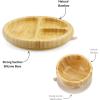 imagePandaEar Bamboo Suction Feeding Set for Babies  Natural Wood Suction Plate ampamp Bowl with Silicone Spoon and Fork  Baby Led Weaning Set for Toddlers ampamp Kids BPAFree