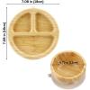 imagePandaEar Bamboo Suction Feeding Set for Babies  Natural Wood Suction Plate ampamp Bowl with Silicone Spoon and Fork  Baby Led Weaning Set for Toddlers ampamp Kids BPAFree