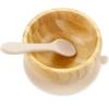 imagePandaEar Bamboo Suction Feeding Set for Babies  Natural Wood Suction Plate ampamp Bowl with Silicone Spoon and Fork  Baby Led Weaning Set for Toddlers ampamp Kids BPAFree
