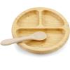 imagePandaEar Bamboo Suction Feeding Set for Babies  Natural Wood Suction Plate ampamp Bowl with Silicone Spoon and Fork  Baby Led Weaning Set for Toddlers ampamp Kids BPAFree