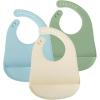 imagePandaEar 3 Pack Silicone Baby Bibs Super Thin Light Weight Waterproof for Babies ampamp Toddlers Adjustable Soft Silicone Feeding Bibs with Food Catcher Pocket BlueGreenFlesh