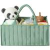 imagePandaEar Baby Diaper Caddy Organizer Large Nursery Storage Basket with Handle Portable Infant Caddy with Compartments Newborn Essentials Green