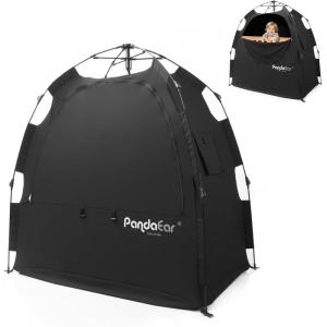 imagePandaEar Portable Blackout Tent for Babies and Toddlers Privacy Canopy Cover for Pack N Play Mini Cribs Foldable Sleep Pod Travel ampamp Indoor Use Blocks 95 Light Black