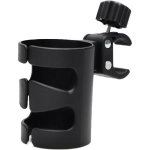 imagePandaEar Stroller Cup Holder Universal Cup Holder Bike Cup Holder Durable Easy to Install for Stroller Bike Wheelchair Walker Scooter Black
