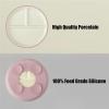imagePandaEar 3 Pack Porcelain Toddler Plates with Silicone Sleeves  78quot Divided Kids Plates  Microwave ampamp Dishwasher Safe  NonSlip BPAFree BeigeMintPinkBeigeMintPink