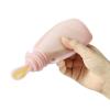 imagePandaEar 3 Pack Reusable Silicone Baby Food Pouches Squeeze Pouches for Toddler Kids with 3 Silicone Puree Feeder Spoon BPAFree Silicone Refillable Baby Food Storage 55ozDark pinkLight PinkLinen