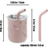 imagePandaEar 6in1 Stainless Steel Baby Feeding Set  Divided Suction Plate Bowl Sippy Cup with Straw Bib Spoon ampamp Fork  BPAFree Toddler Feeding Essentials for SelfFeeding Pink
