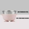 imagePandaEar 6in1 Stainless Steel Baby Feeding Set  Divided Suction Plate Bowl Sippy Cup with Straw Bib Spoon ampamp Fork  BPAFree Toddler Feeding Essentials for SelfFeeding Pink