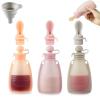 imagePandaEar 3 Pack Reusable Silicone Baby Food Pouches Squeeze Pouches for Toddler Kids with 3 Silicone Puree Feeder Spoon BPAFree Silicone Refillable Baby Food Storage 55ozDark pinkLight PinkLinen