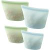 imagePandaEar 4 Pack Reusable Silicone Food Storage Bags Leakproof StandUp Freezer Bags Microwave ampamp Dishwasher Safe for Meal Prep Snacks Baby Food  2 Large 34 oz  2 Medium 17 oz