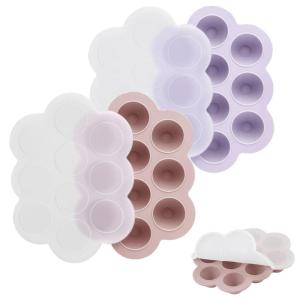 imagePandaEar 2 Pack Silicone Baby Food Freezer Tray with Lids Baby Food Perfect Storage Container for Homemade Baby Food Fruit Purees and Breastmilk PinkPurple