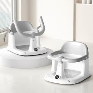 imagePandaEar Baby Bath Seat for 6 Months ampamp Up NonSlip Toddler Bath Chair with Temperature Display 4 Suction Cups ampamp Soft Cushion Infant Bathtub Seat for Sitting Up Gray