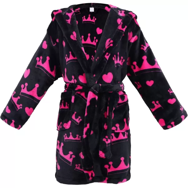 Verabella Boys Girls Plush Soft Fleece Printed Hooded Cover upCrowns Printed  Black
