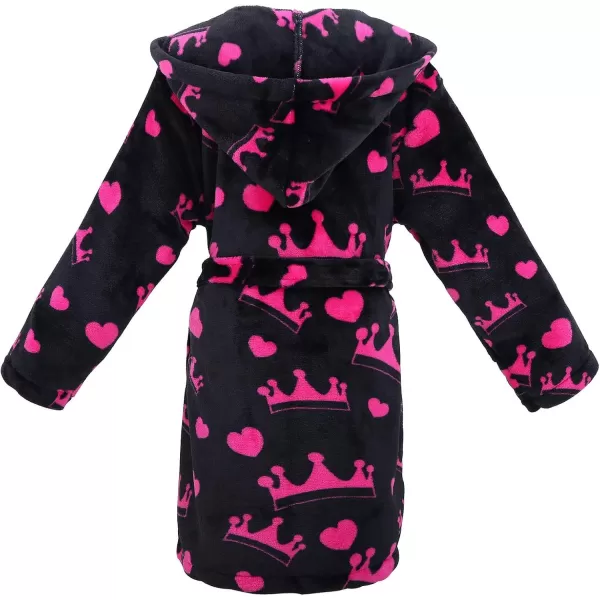 Verabella Boys Girls Plush Soft Fleece Printed Hooded Cover upCrowns Printed  Black