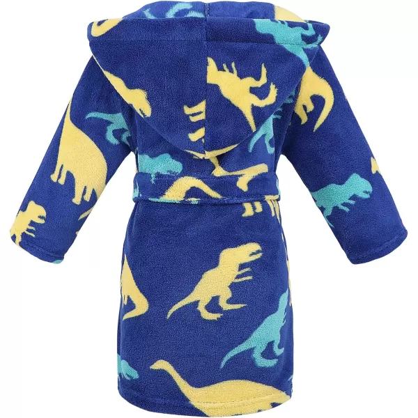 Verabella Boys Girls Plush Soft Fleece Printed Hooded Cover upDinoland Trio Colordark Blue