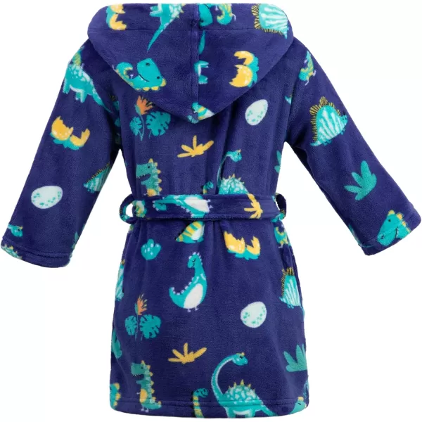 Verabella Boys Girls Plush Soft Fleece Printed Hooded Cover upDinosaurnavy