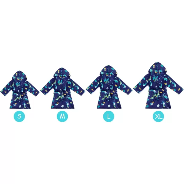 Verabella Boys Girls Plush Soft Fleece Printed Hooded Cover upDinosaurnavy