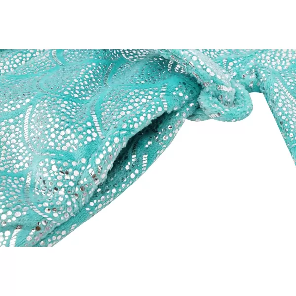 Verabella Boys Girls Plush Soft Fleece Printed Hooded Cover upGreen Mermaid Bling Bling