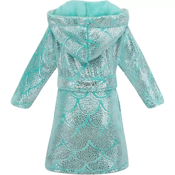 Verabella Boys Girls Plush Soft Fleece Printed Hooded Cover upGreen Mermaid Bling Bling