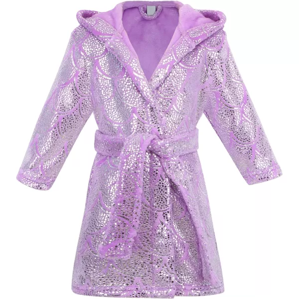 Verabella Boys Girls Plush Soft Fleece Printed Hooded Cover upPurple Mermaid Bling Bling