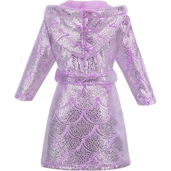 Verabella Boys Girls Plush Soft Fleece Printed Hooded Cover upPurple Mermaid Bling Bling