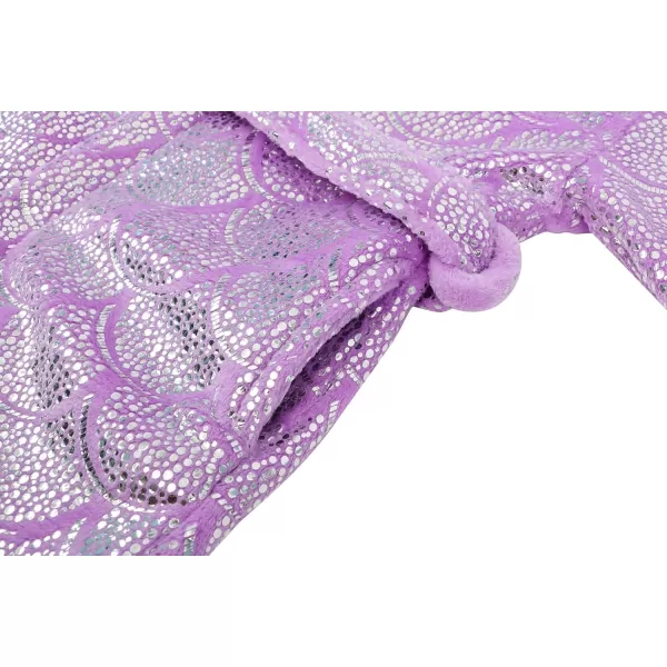 Verabella Boys Girls Plush Soft Fleece Printed Hooded Cover upPurple Mermaid Bling Bling