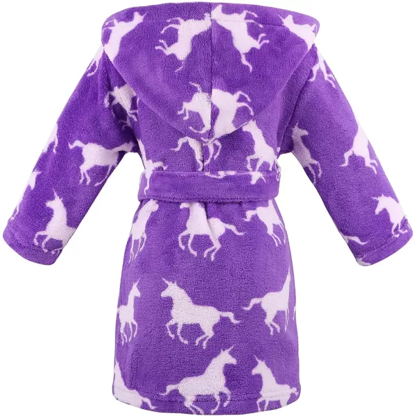 Verabella Boys Girls Plush Soft Fleece Printed Hooded Cover upWhite Unicornspurple