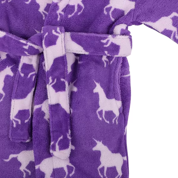Verabella Boys Girls Plush Soft Fleece Printed Hooded Cover upWhite Unicornspurple