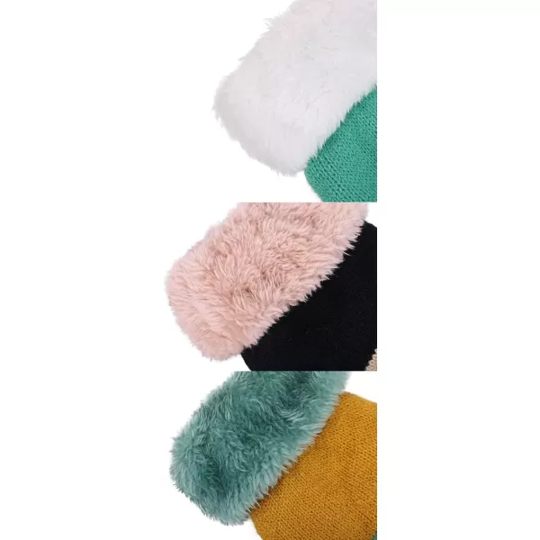 Verabella Boys Girls Sherpa Lined Fuzzy Cuff Winter Mittens Kids Knitted Gloves 3 Pairs3 Pairs Style10