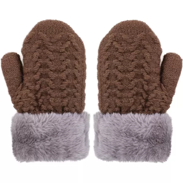 Verabella Boys Girls Sherpa Lined Fuzzy Cuff Winter Mittens Kids Knitted Gloves 3 Pairs3 Pairs Style12