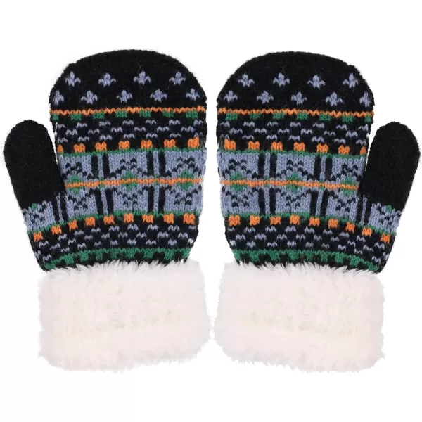 Verabella Boys Girls Sherpa Lined Fuzzy Cuff Winter Mittens Kids Knitted Gloves 3 Pairs3 Pairs Style2