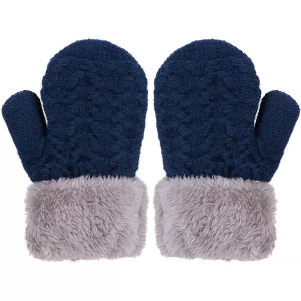 Verabella Boys Girls Sherpa Lined Fuzzy Cuff Winter Mittens Kids Knitted Gloves 3 Pairs3 Pairs Style2