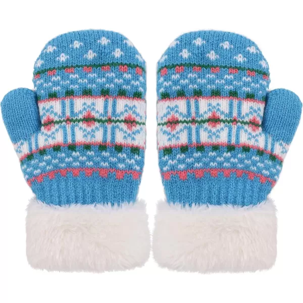 Verabella Boys Girls Sherpa Lined Fuzzy Cuff Winter Mittens Kids Knitted Gloves 3 Pairs3 Pairs Style7