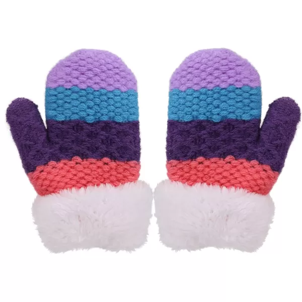 Verabella Boys Girls Sherpa Lined Fuzzy Cuff Winter Mittens Kids Knitted Gloves 3 Pairs3 Pairs Style7