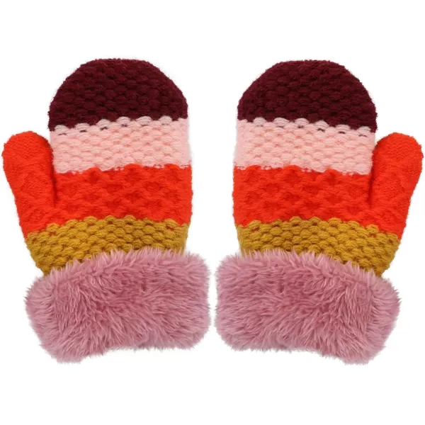 Verabella Boys Girls Sherpa Lined Fuzzy Cuff Winter Mittens Kids Knitted Gloves 3 Pairs3 Pairs Style7