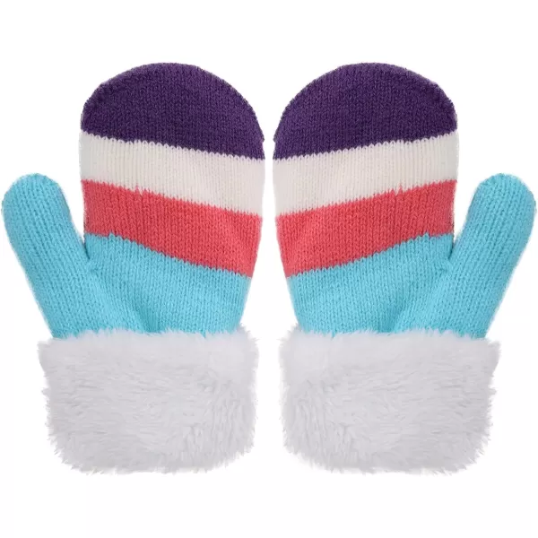 Verabella Boys Girls Sherpa Lined Fuzzy Cuff Winter Mittens Kids Knitted Gloves 3 Pairs3 Pairs Style9