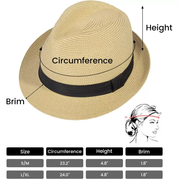 Verabella Straw Fedora Hat for Women ampamp Men Foldable Short Brim Trilby Beach Sun Hat
