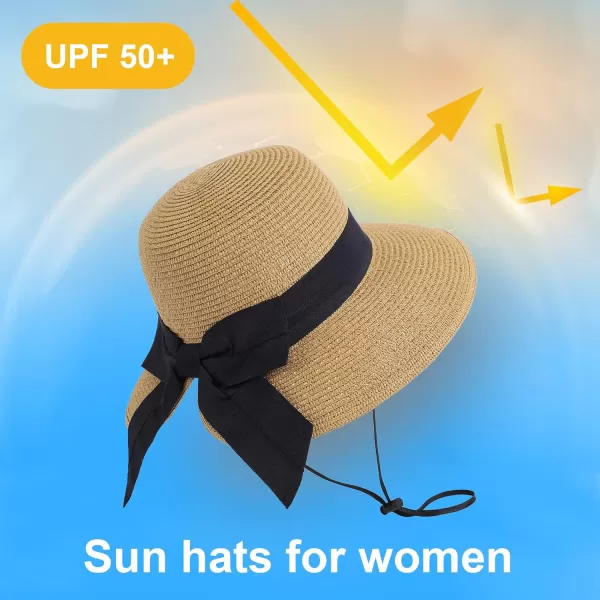 Verabella Sun Hats for Women UPF 50 Womens Lightweight FoldablePackable Beach Sun HatBeige