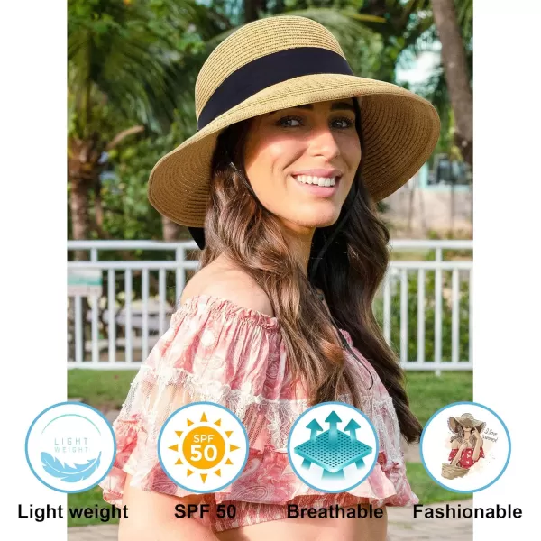 Verabella Sun Hats for Women UPF 50 Womens Lightweight FoldablePackable Beach Sun HatBeige