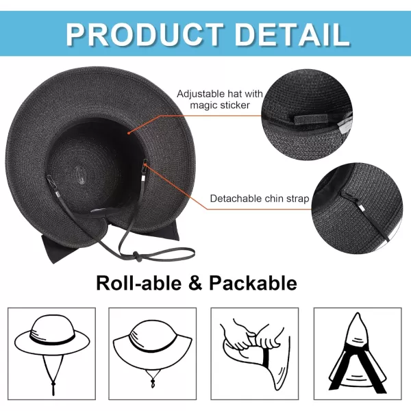 Verabella Sun Hats for Women UPF 50 Womens Lightweight FoldablePackable Beach Sun HatBlack