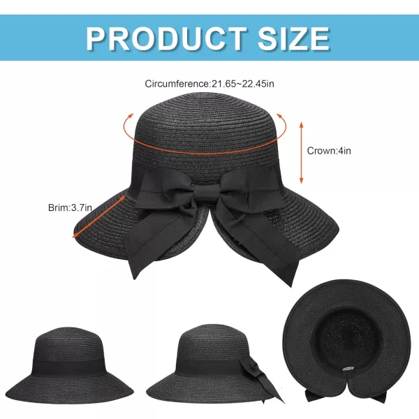 Verabella Sun Hats for Women UPF 50 Womens Lightweight FoldablePackable Beach Sun HatBlack