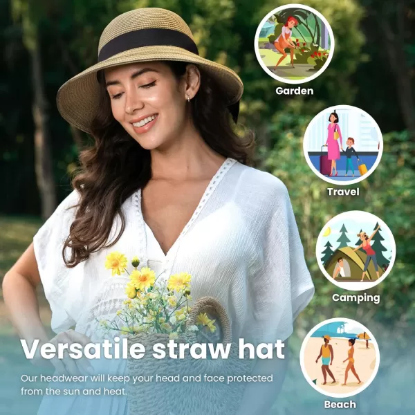 Verabella Sun Hats for Women UPF 50 Womens Lightweight FoldablePackable Beach Sun HatCream Brown Mix
