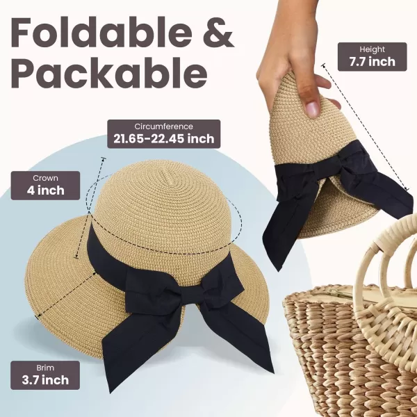 Verabella Sun Hats for Women UPF 50 Womens Lightweight FoldablePackable Beach Sun HatCream Brown Mix