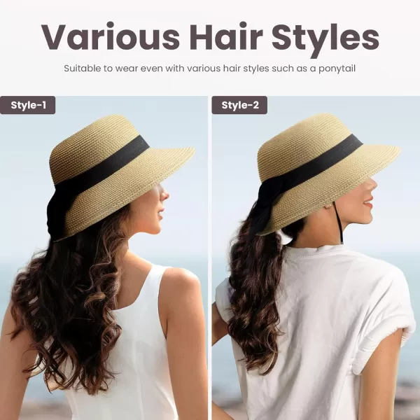 Verabella Sun Hats for Women UPF 50 Womens Lightweight FoldablePackable Beach Sun HatCream Brown Mix