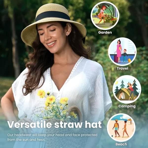 Verabella Sun Hats for Women UPF 50 Womens Lightweight FoldablePackable Beach Sun HatLight Beige